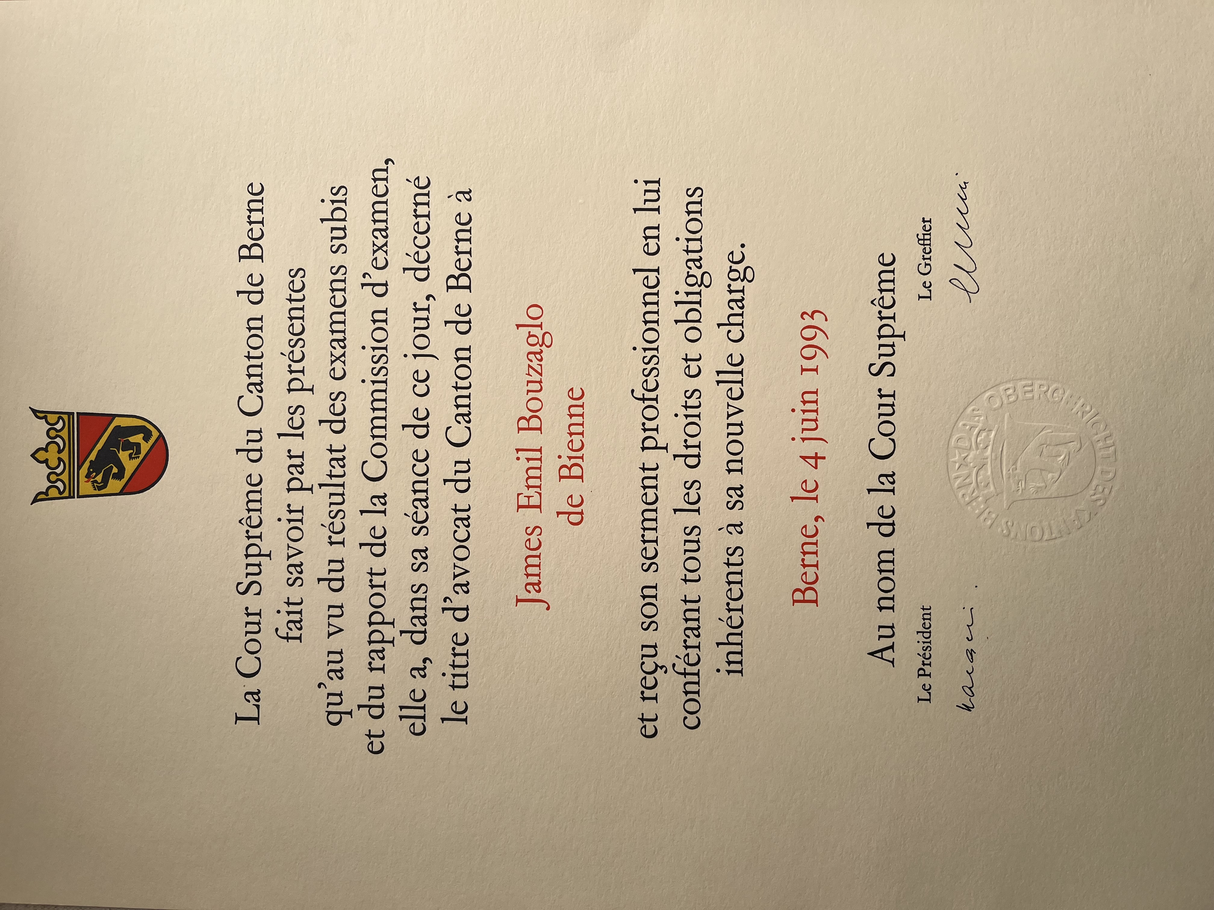Brevet d'avocat 1993